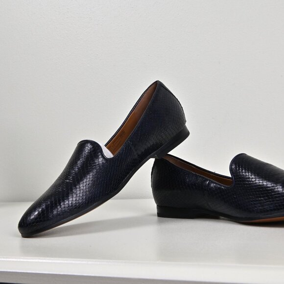 Vionic Willa Boa Leather Snake Print Handmade Slip On Casual Navy Flats US10 UK8 - Picture 12 of 16